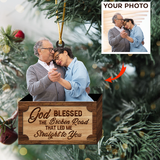 Customized Photo Ornament God Blessed The Broken Road That Led Me Straight To You - Personalized Photo Mica Ornament - Christmas Gift Couple, Wife, Husband, Girlfriend, Boyfriend | Blessed