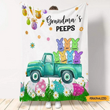 Easter Grandma Peeps Personalized Blanket, Gift For Bunny Grandma, Easter Day Blanket For Grandkids, Custom Name Blanket