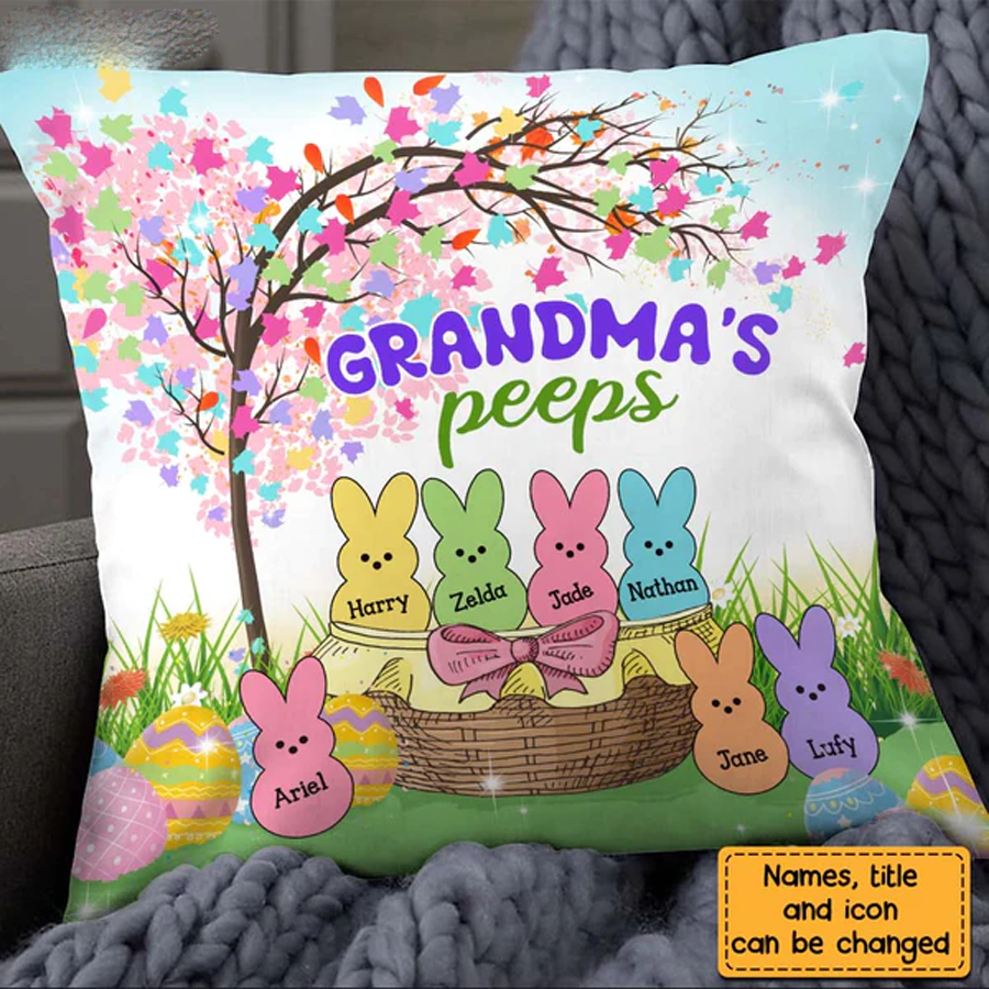 Easter Grandma's Peeps Pillow,  Personalized Pillow , Gift For Grandma, Grandma Pillow, Easter's Day Gift