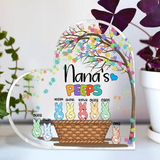 Personalized Nana's Peeps Heart Shaped Acrylic, Custom Nana Peeps Acrylic Plaque, Easter Day House Decor, Gift For Grandma