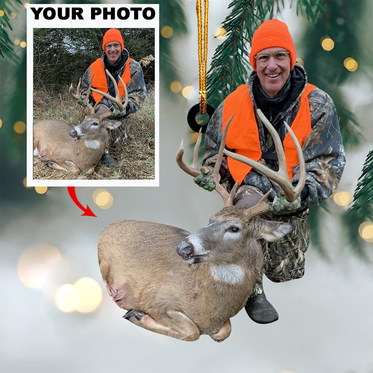 Customized Photo Ornament I Love Being A Hunter - Personalized Photo Mica Ornament - Christmas Gift For Hunting Lovers, Hunter | Hunting