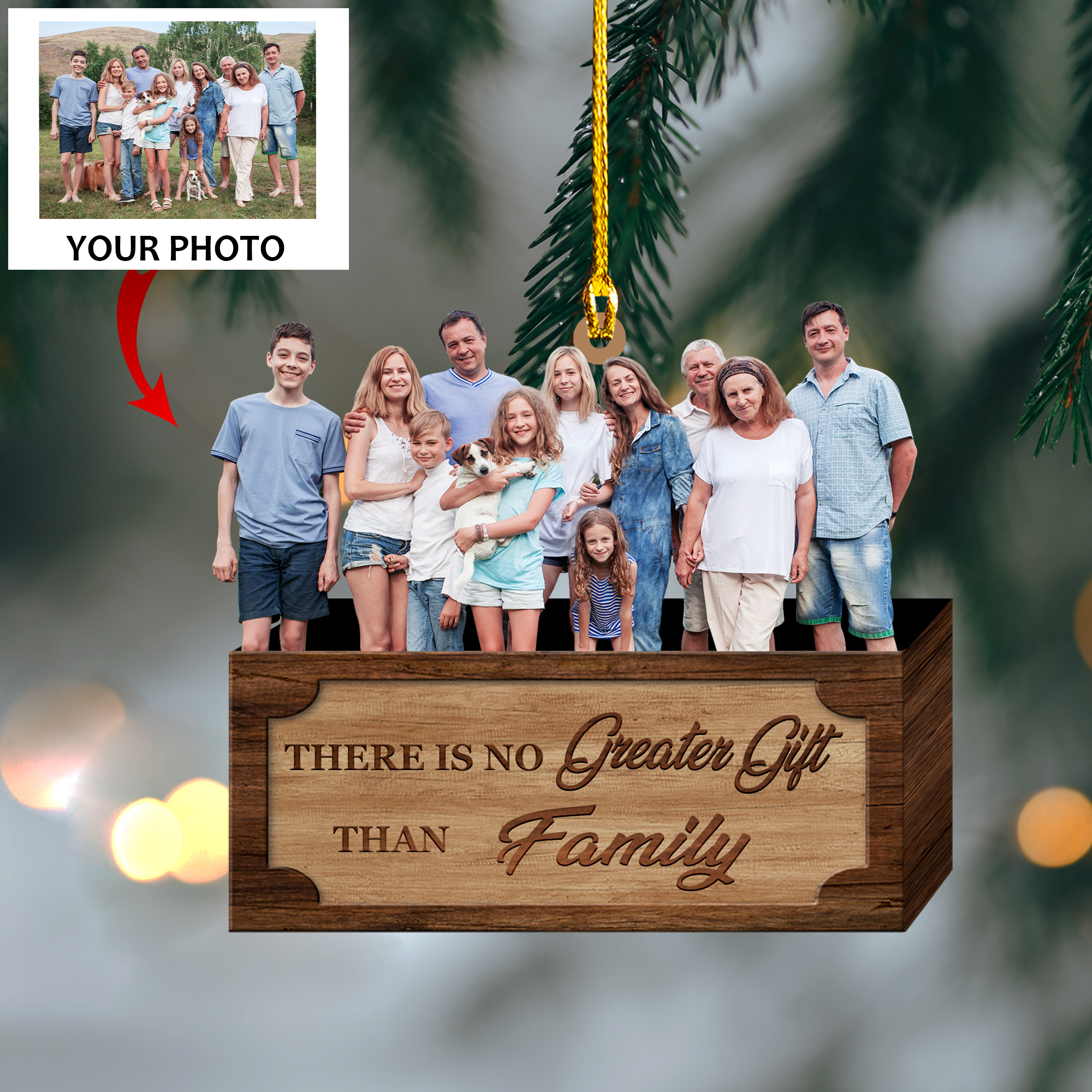 There Is No Greater Gift Than Family - Custom Photo Ornament - Christmas, Birthday Gift For Family, Family Members, Mom, Dad, Husband, Wife  | Family