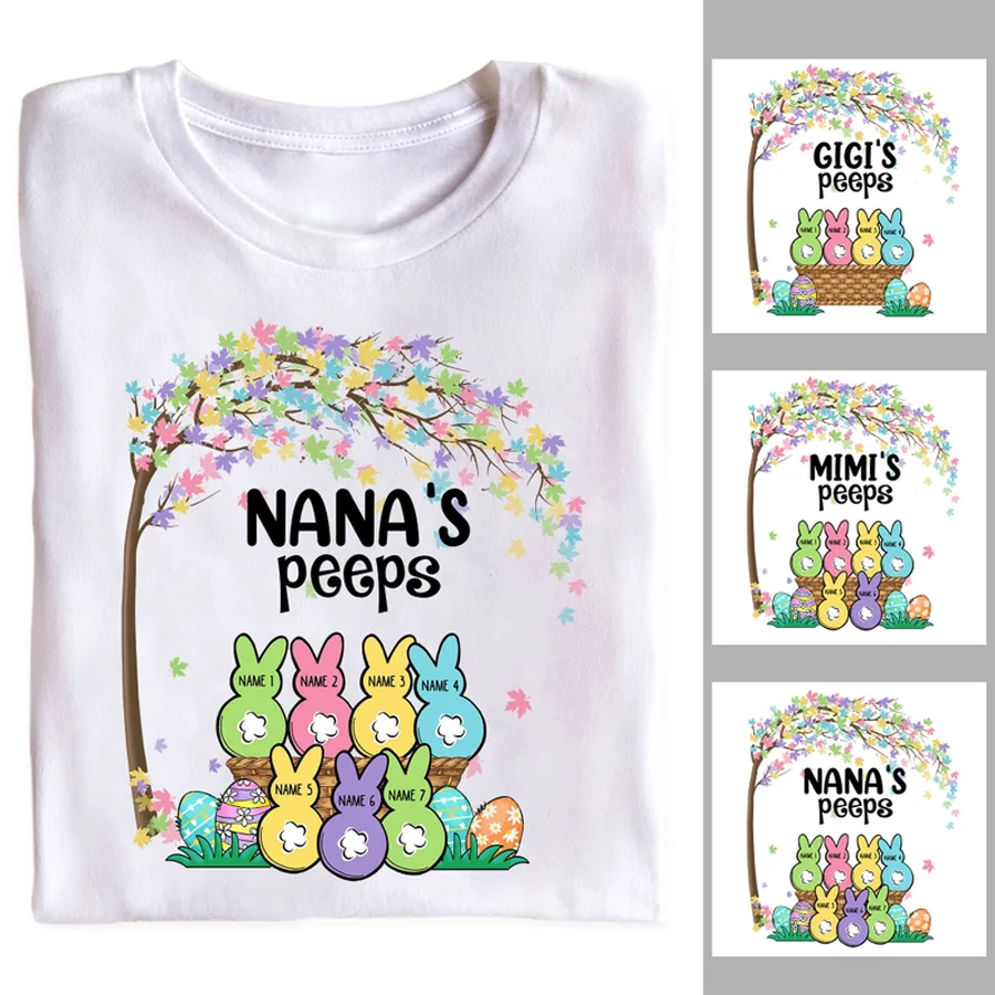 Personalized Nana's Peeps Easter T-Shirt, Custom Easter Shirt, Easter's Day Shirt, Custom Kids Name Shirt, Easter Gift
