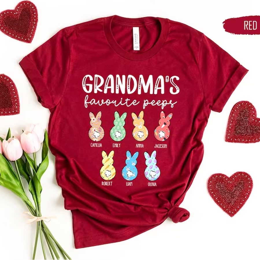 Custom Grandma Easter Shirt , Cute Easter Shirts for Women, Grandmas Little Bunnies, Grandma Gifts, Easter Grandma Shirt