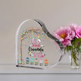 Customized Grandma Heart Shaped Acrylic, Easter Grandma Peeps Acrylic Plaque, Easter Day House Decor, Gift For Nana, Mom, Grandma