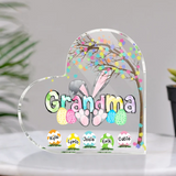 Personalized Grandma Heart Shaped Acrylic, Easter Grandma Peeps Acrylic Plaque, Easter Day House Decor, Gift For Grandma
