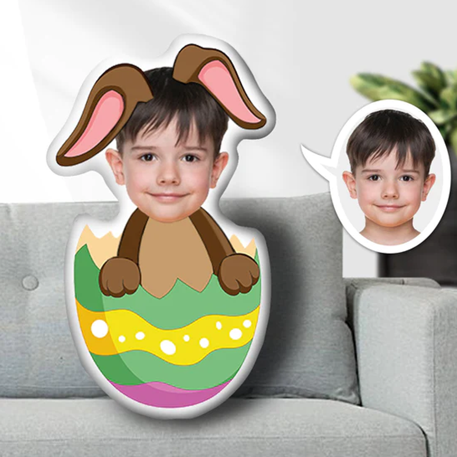 Custom Photo Easter Pillow With Baby Face, Custom Egg Photo Pillow, Gift For Baby,  Personalized Pillow With Photo, Home Decor, Easter's Day Gift