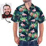 Flamingo Hawaiian Shirt With Funny Face,  Shirt For Summer Day, Custom Face Hawaiian Shirt, Tropical Flamingo Shirt, Funny Gift For Summer