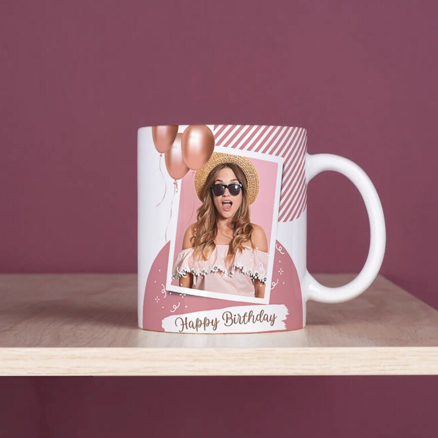Happy Birthday Picture Mug, Personalized Birthday Mug with Photo, Coffee Mug for Her, Birthday's Gift For Friend