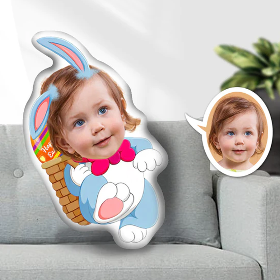 Easter Egg Rabbit Face Pillow,  Face Picture Pillow Doll,  Gift For Baby,  Personalized Pillow With Photo,  Easter's Day Gift