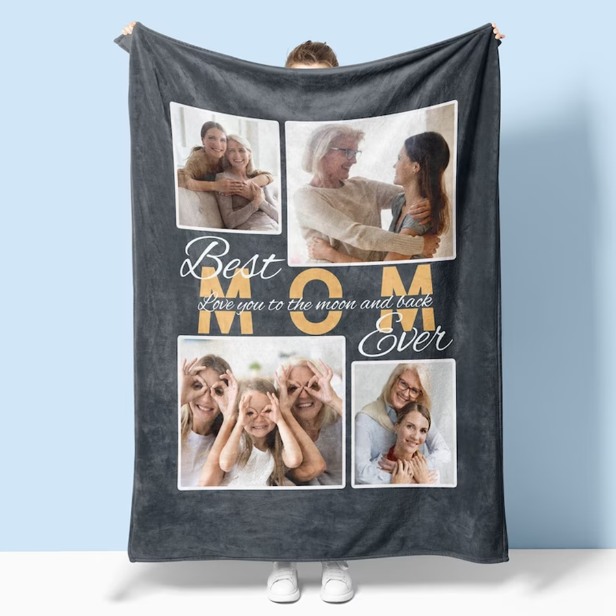 Personalized Photo Blanket, Best Mom Ever Blanket,  Mother's Day Gift, Gift For Mom , Grandma Blanket