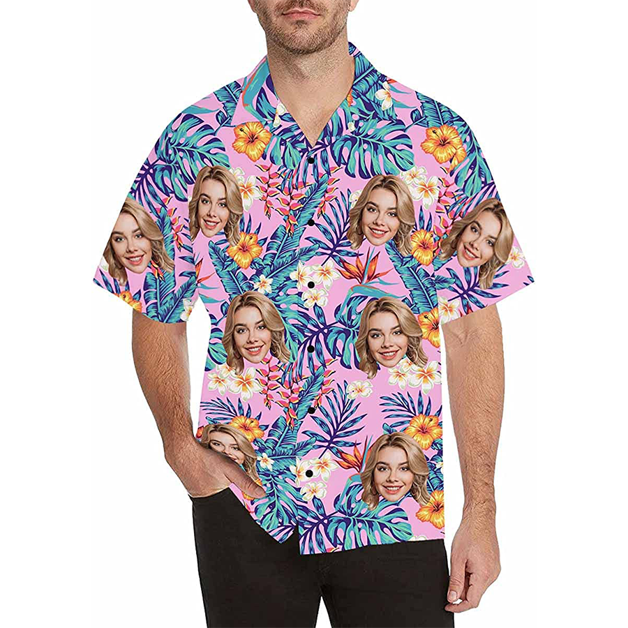 Tropical Beach With Custom Face Shirt , Shirt For Summer Day, Custom Face Hawaiian Shirt, Funny Gift For Summer