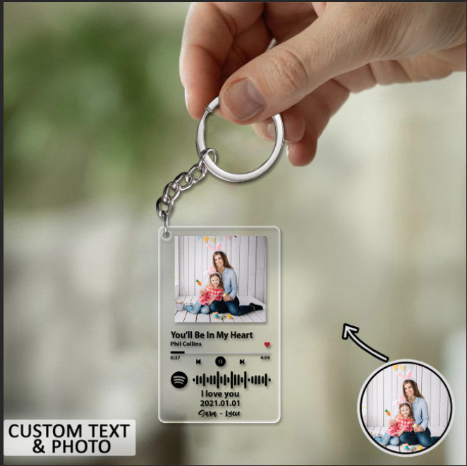Personalized Acrylic Keychain, Custom Song Keychain, Music Keychain, Easter Photo Keychain, Gift For Mom